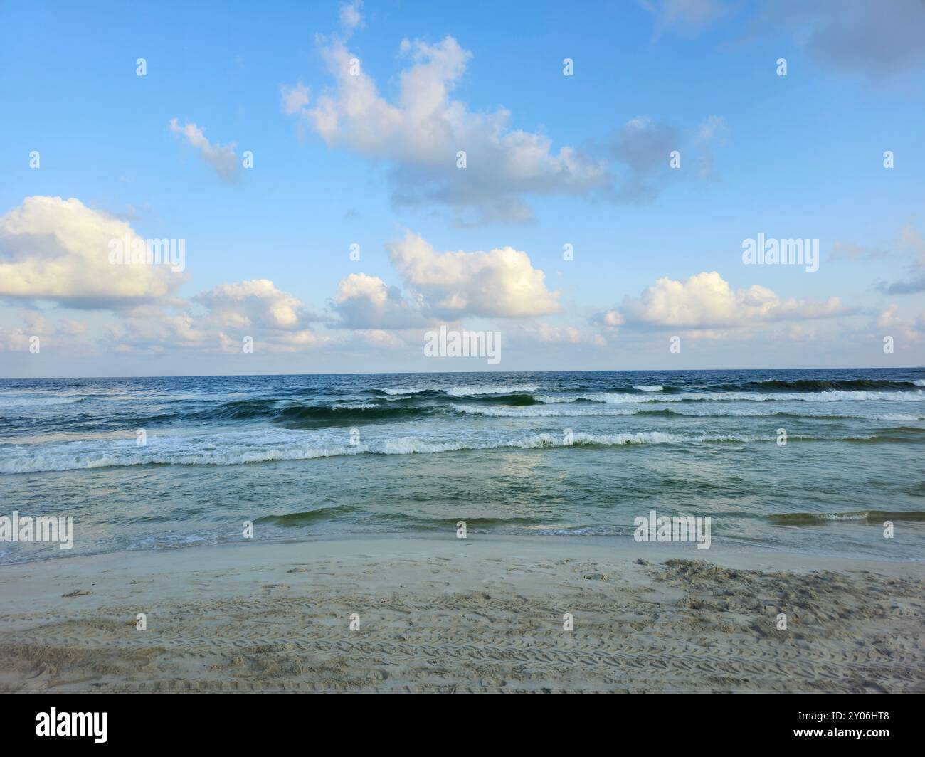 The Mediterranean Sea with blue cloudy sky at sunrise time in 