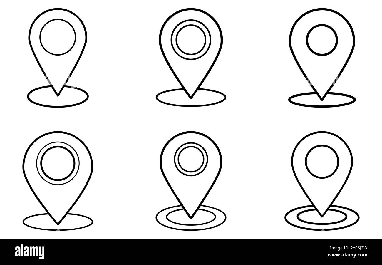 Map pin icon. Set of map pin icons. Location symbol. Vector ...