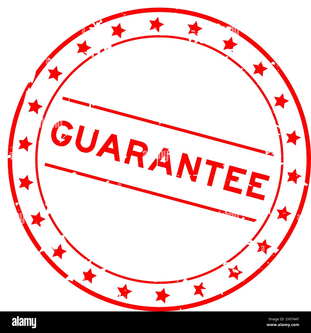 Grunge red guarantee word round rubber seal stamp on white background ...