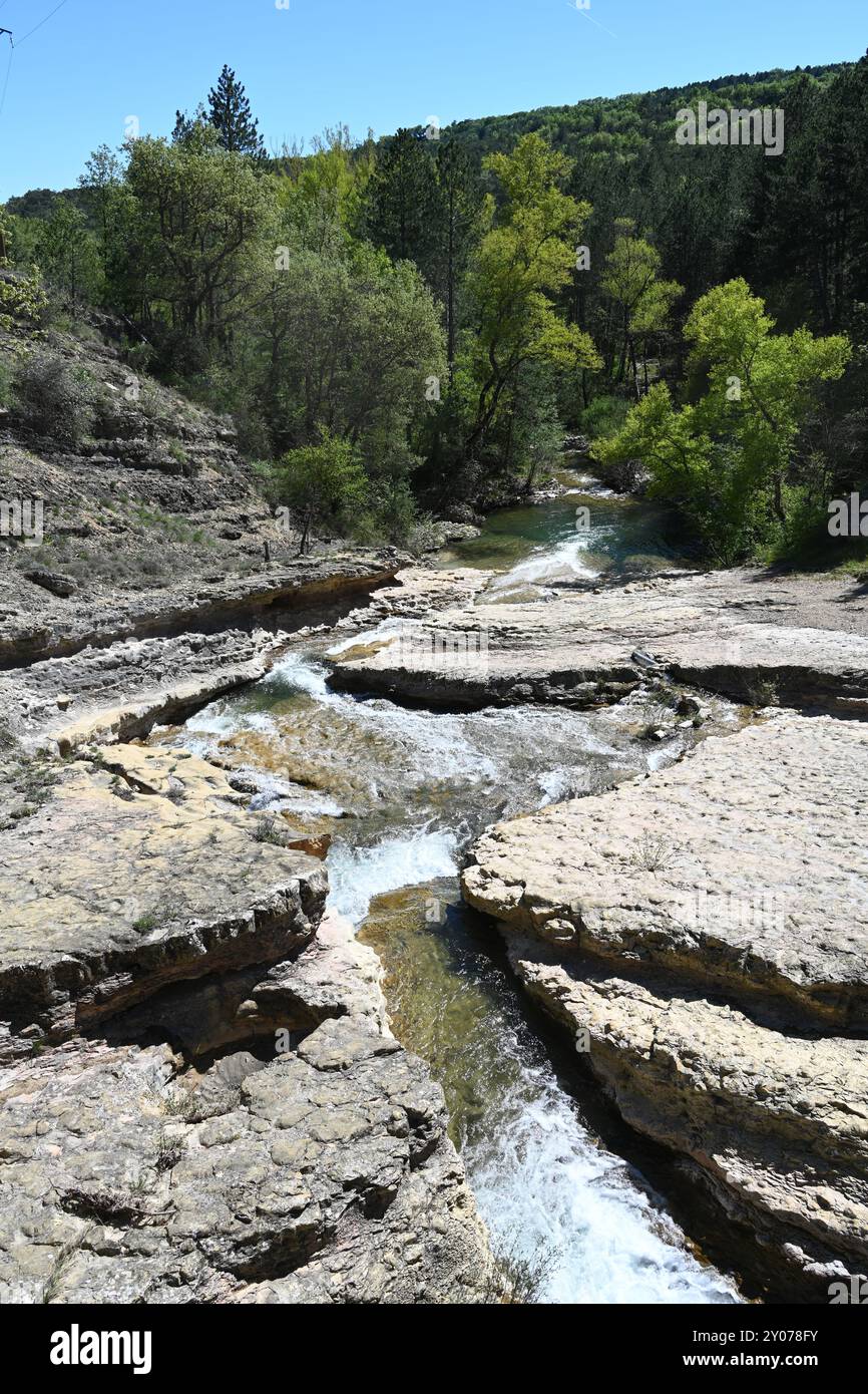 Cascade & Rocks of the Trou des Rauques on the Lauzon River Montlaux ...