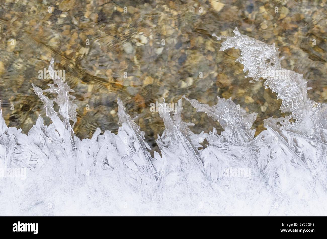 Ice crystals and peaks on the brook Stock Photo - Alamy