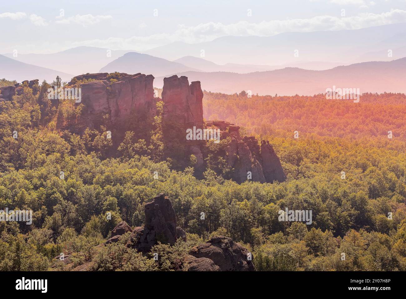 Sunset at Belogradchik cliff rocks, nature gem landmark, panoramic ...