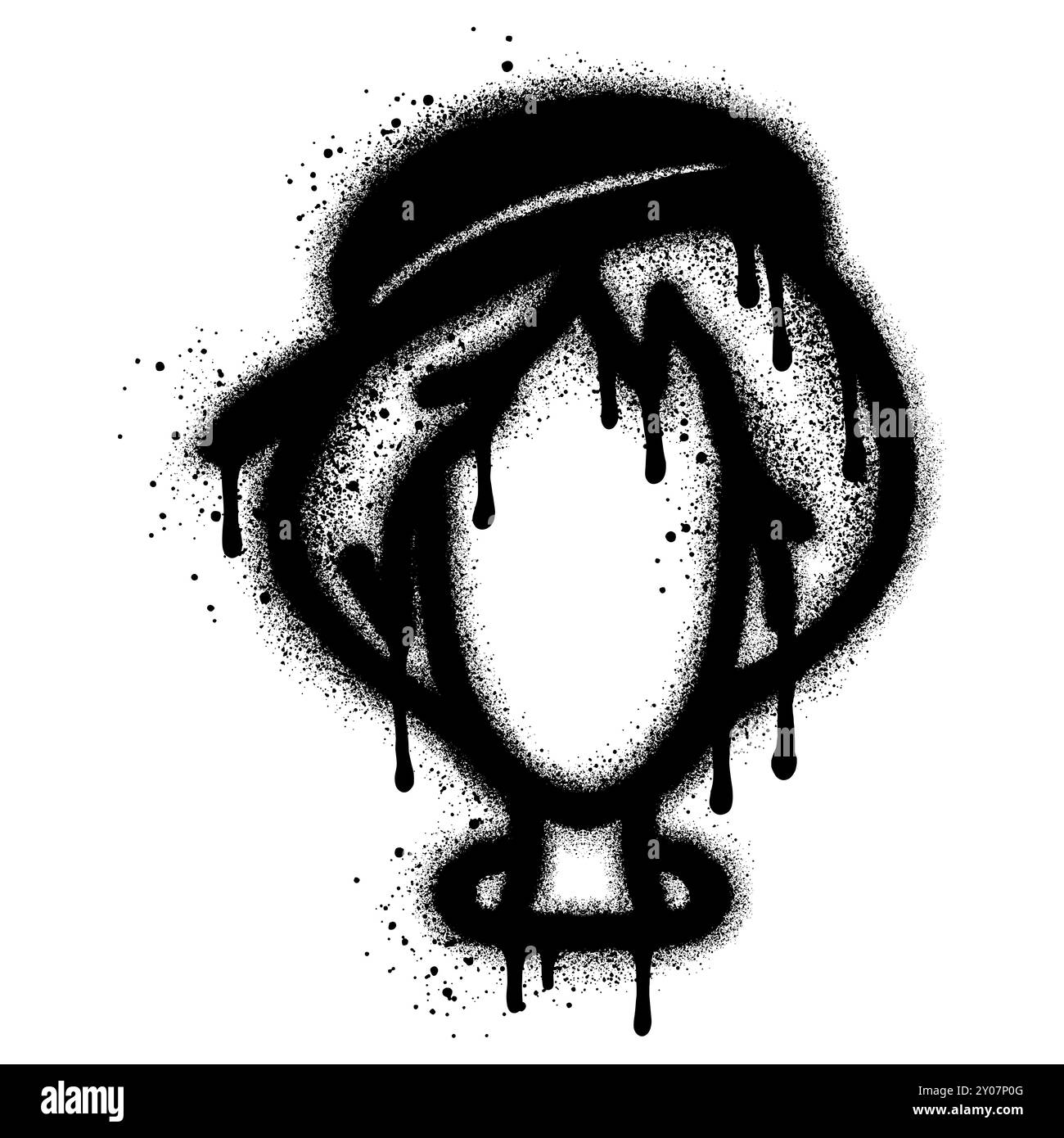 illustration of a human face drawn in graffiti style sprayed with black paint Stock Vector