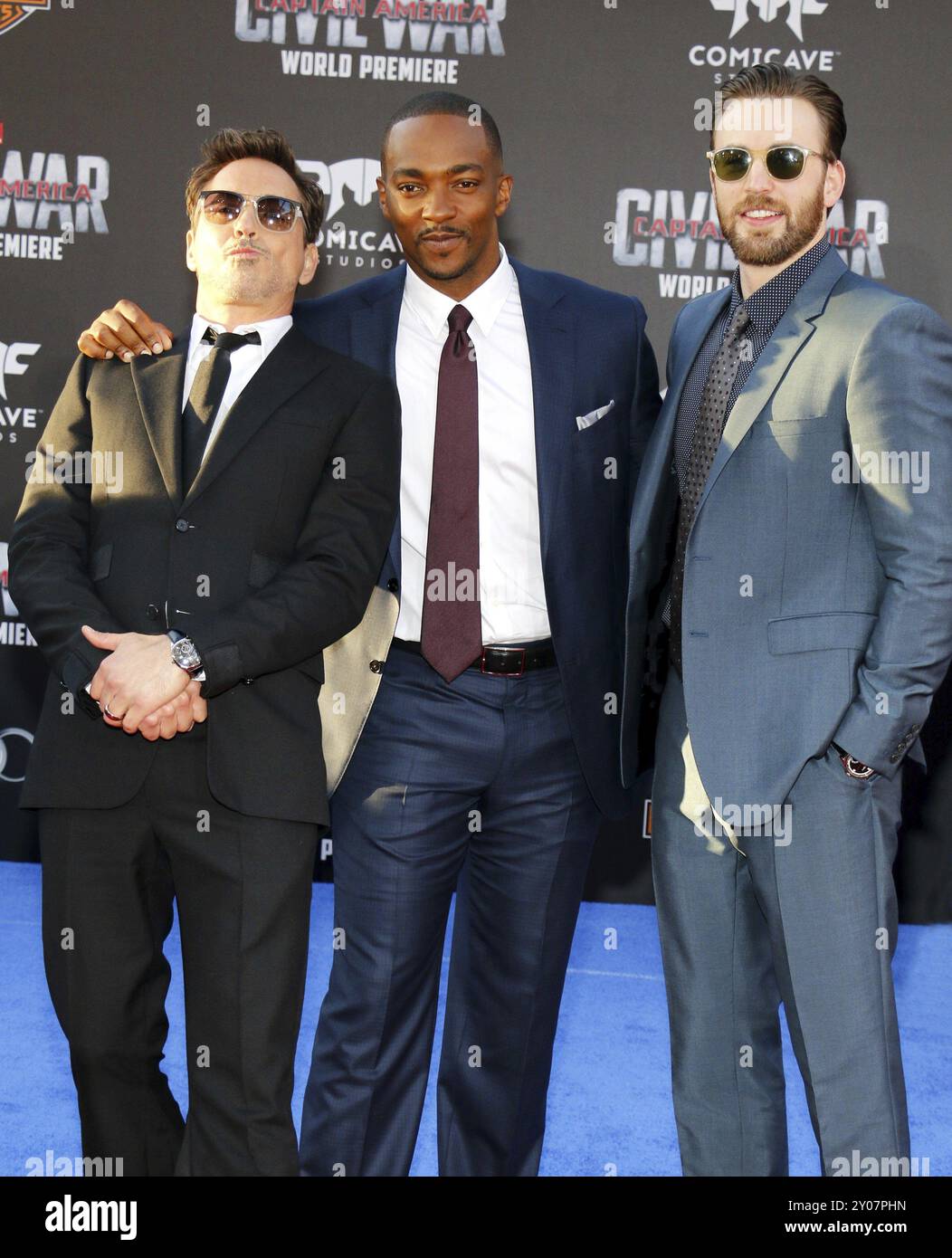 Robert Downey Jr Anthony Mackie And Chris Evans At The World Premiere
