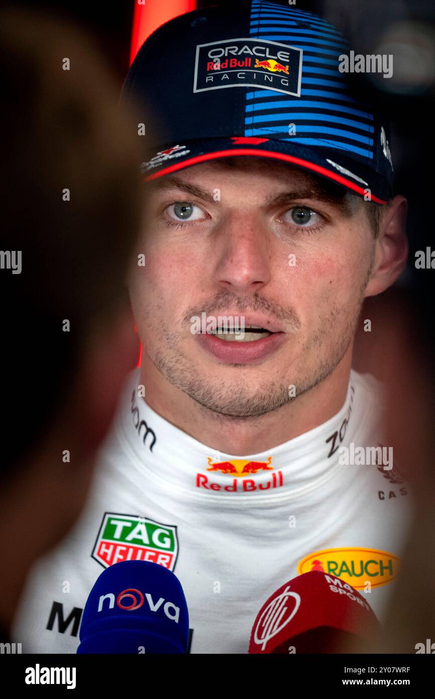 MONZA - Max Verstappen (Red Bull Racing) speaks to the press after the ...