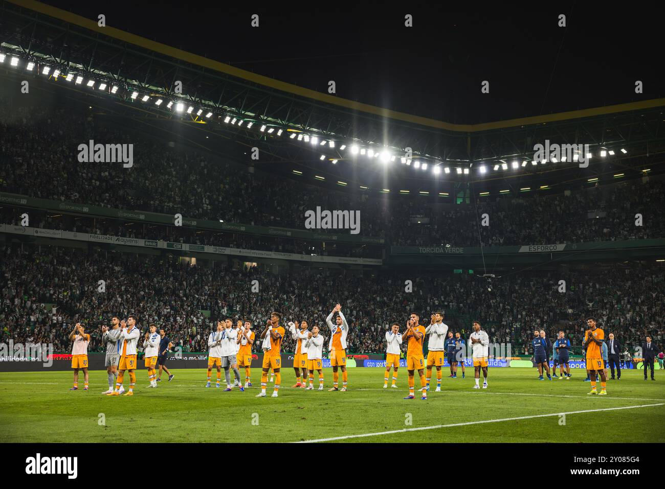 FC Porto players thank their fans at the end of the match between Sporting CP and FC Porto for the Liga Portugal Betclic at Estadio de Alvalade. (Final score: Sporting CP 2 - 0 FC Porto) Stock Photo