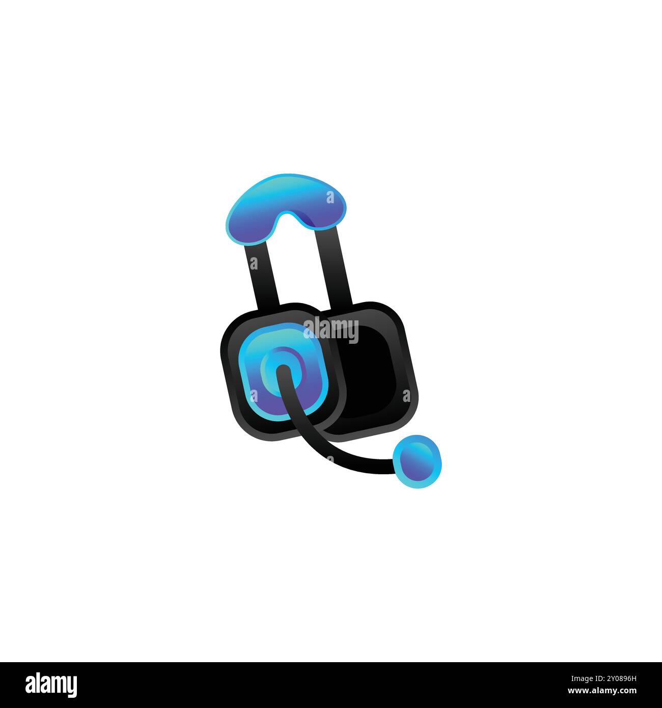 Headphones Icon with Blue and Black Color Scheme Stock Vector