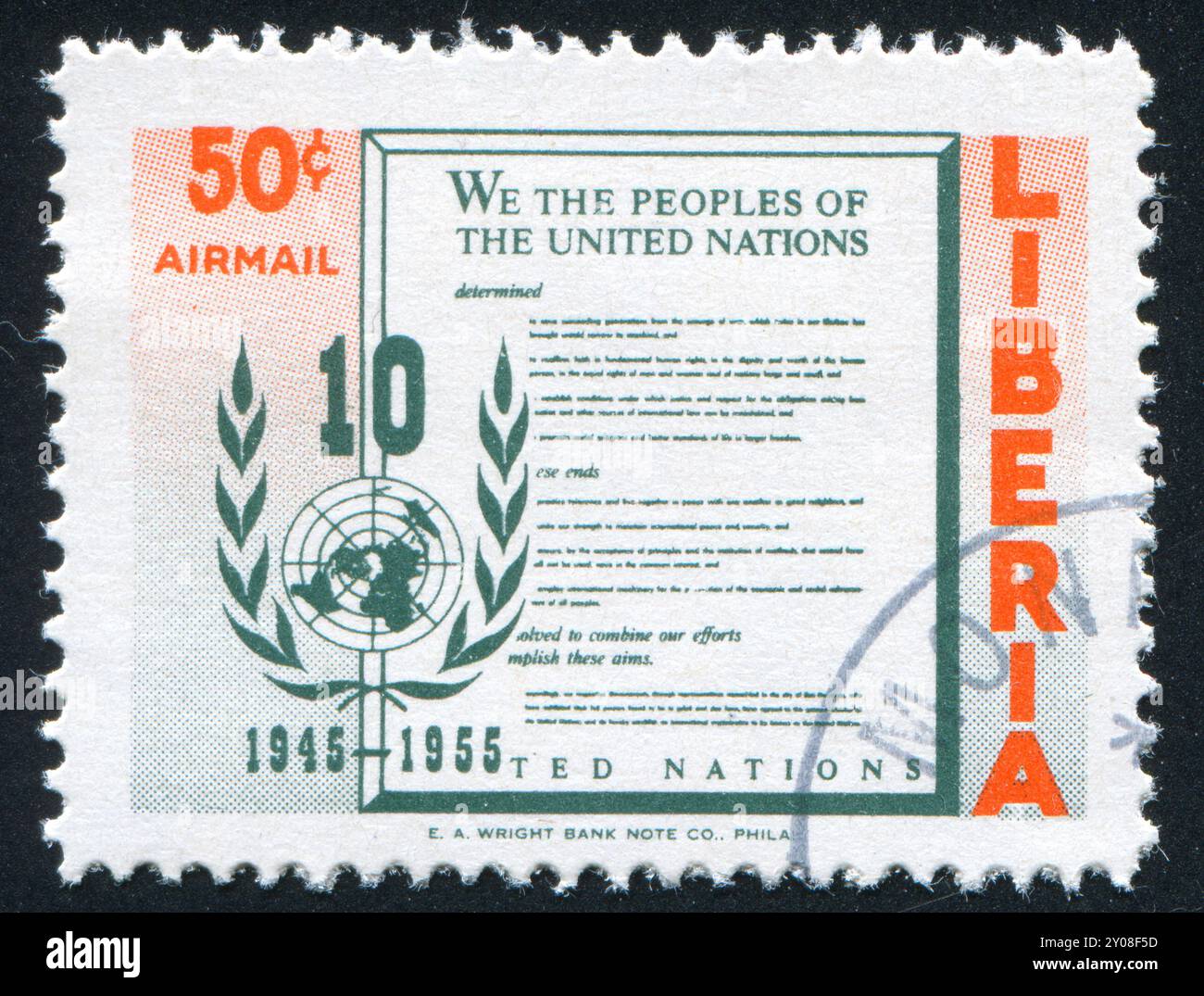 LIBERIA - CIRCA 1955: stamp printed by Liberia, shows UN charter, circa 1955 Stock Photo