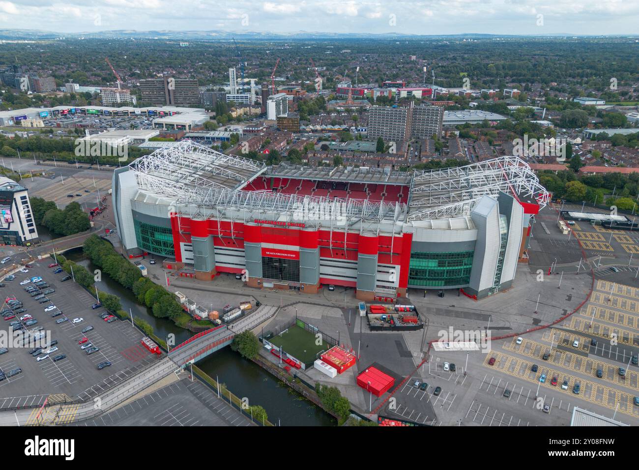 Aerial view of Old Trafford, home of Manchester United Football Club, UK. Stock Photo