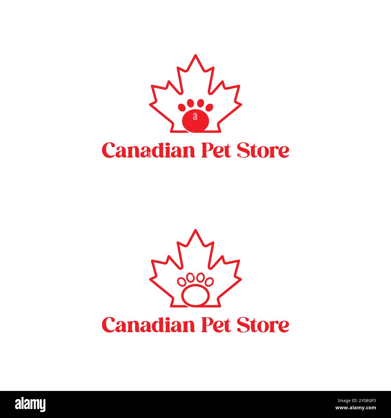 Canadian leaf pet store minimal logo Stock Vector