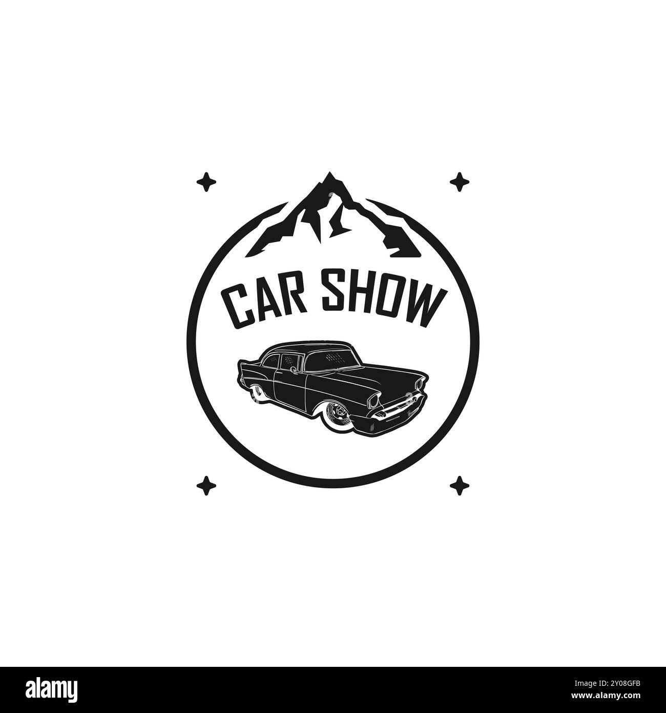 Classic Car Show Outdoor logo Design Stock Vector