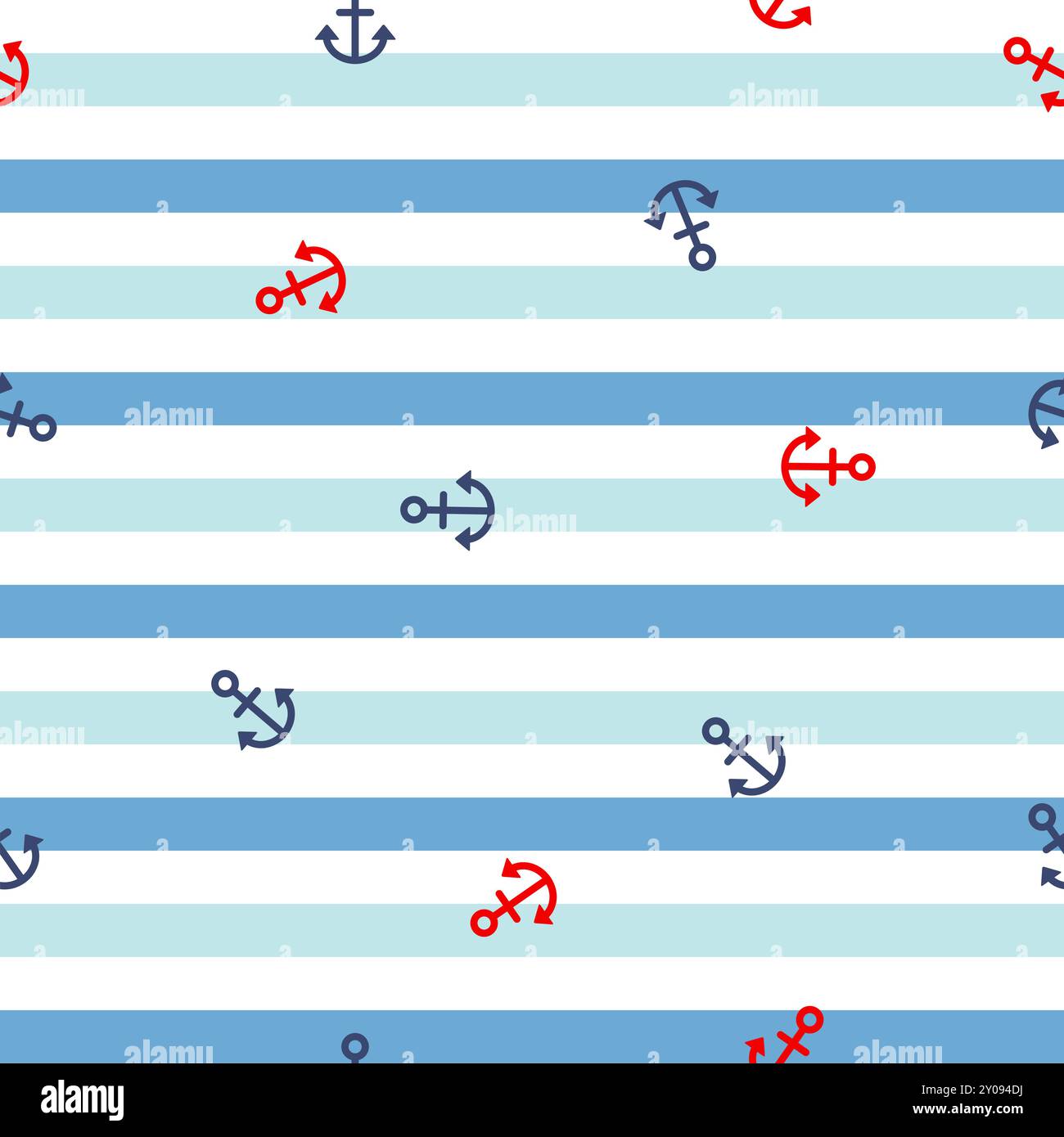 Seamless anchor pattern on navy white and blue background Stock Vector