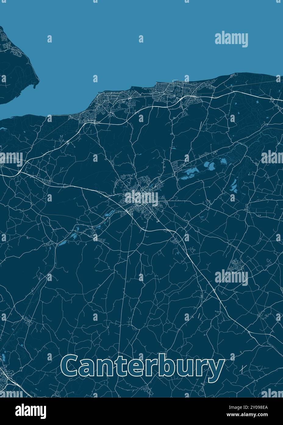 Canterbury Outline Map Hi Res Stock Photography And Images Alamy Canterbury United Kingdom Artistic Blueprint Map Poster 2Y098EA