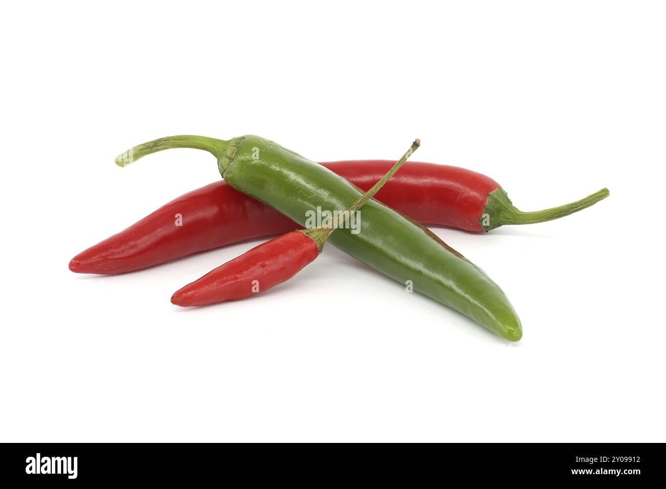 Red and green hot chili peppers isolated on white background Stock ...