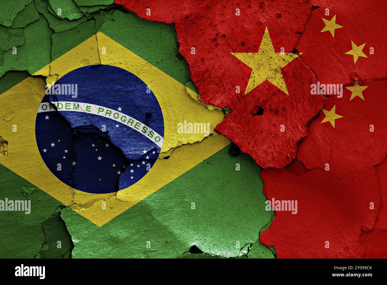 Flags of Brazil and China painted on cracked wall Stock Photo - Alamy