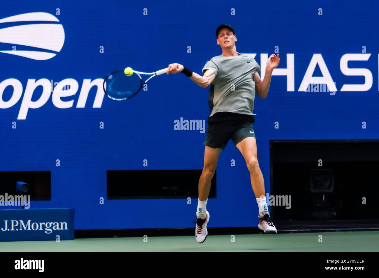 Jannik Sinner (ITA) competes in round 1 of the 2024 US Open Tennis