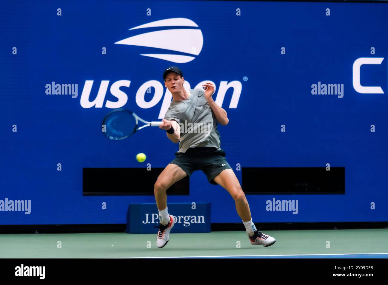 Jannik Sinner (ITA) competes in round 1 of the 2024 US Open Tennis