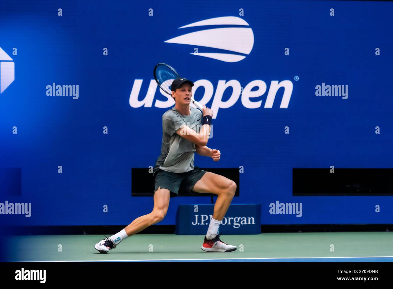 Jannik Sinner (ITA) competes in round 1 of the 2024 US Open Tennis