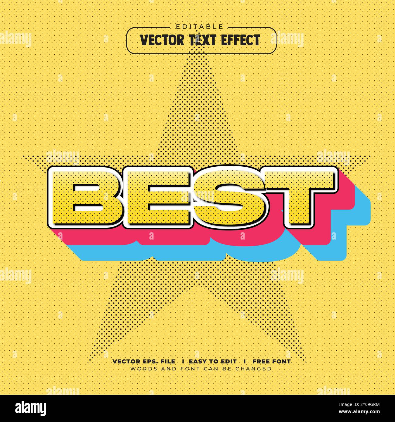 Halftone with long Stokes Editable Text Effect Stock Vector