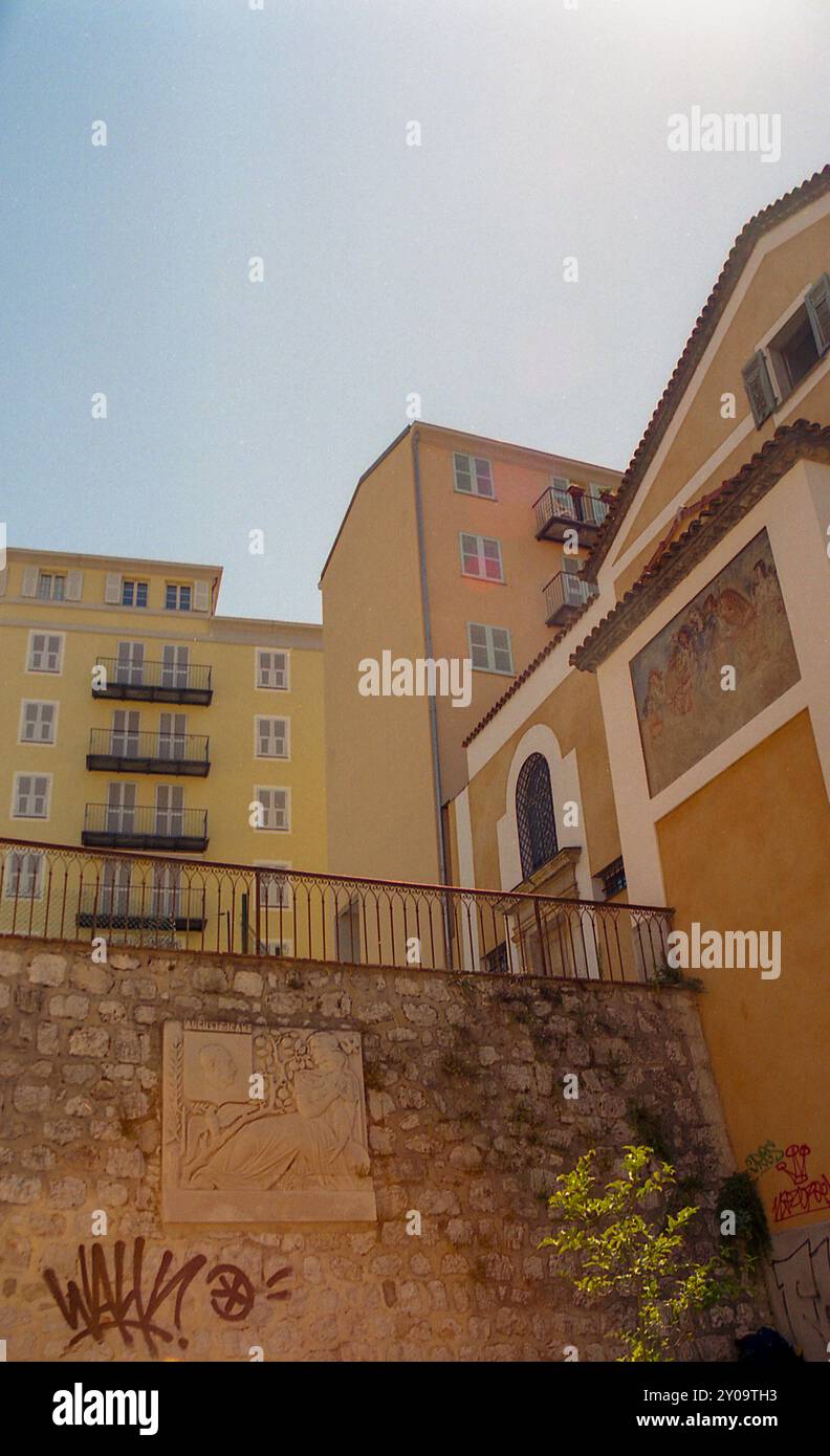 Nice, France - 08-07-2001: renovated buildings in the old quarter of the city of Nice France around 2001 Stock Photo