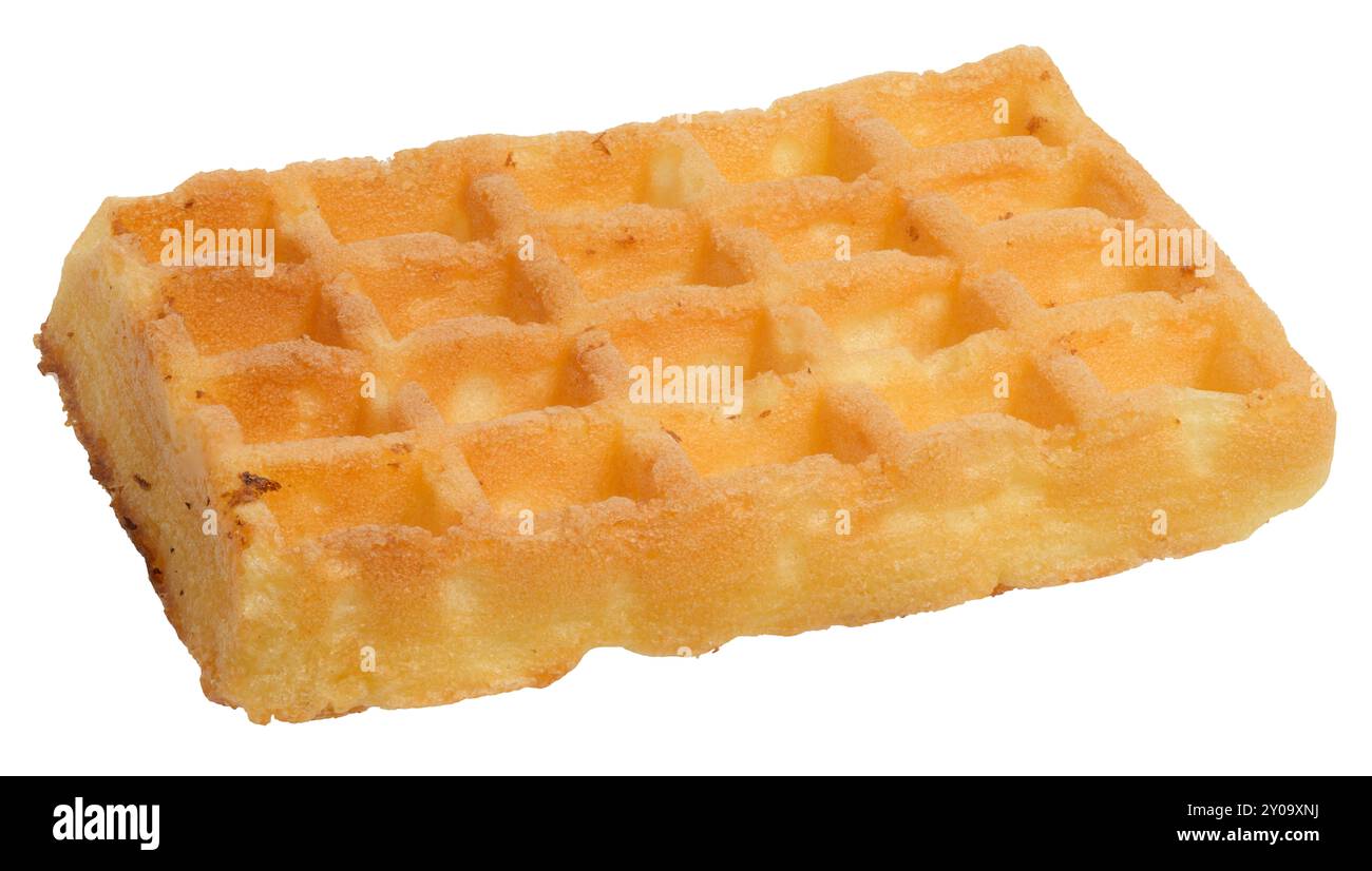 Rectangular baked Belgian waffle on isolated background Stock Photo