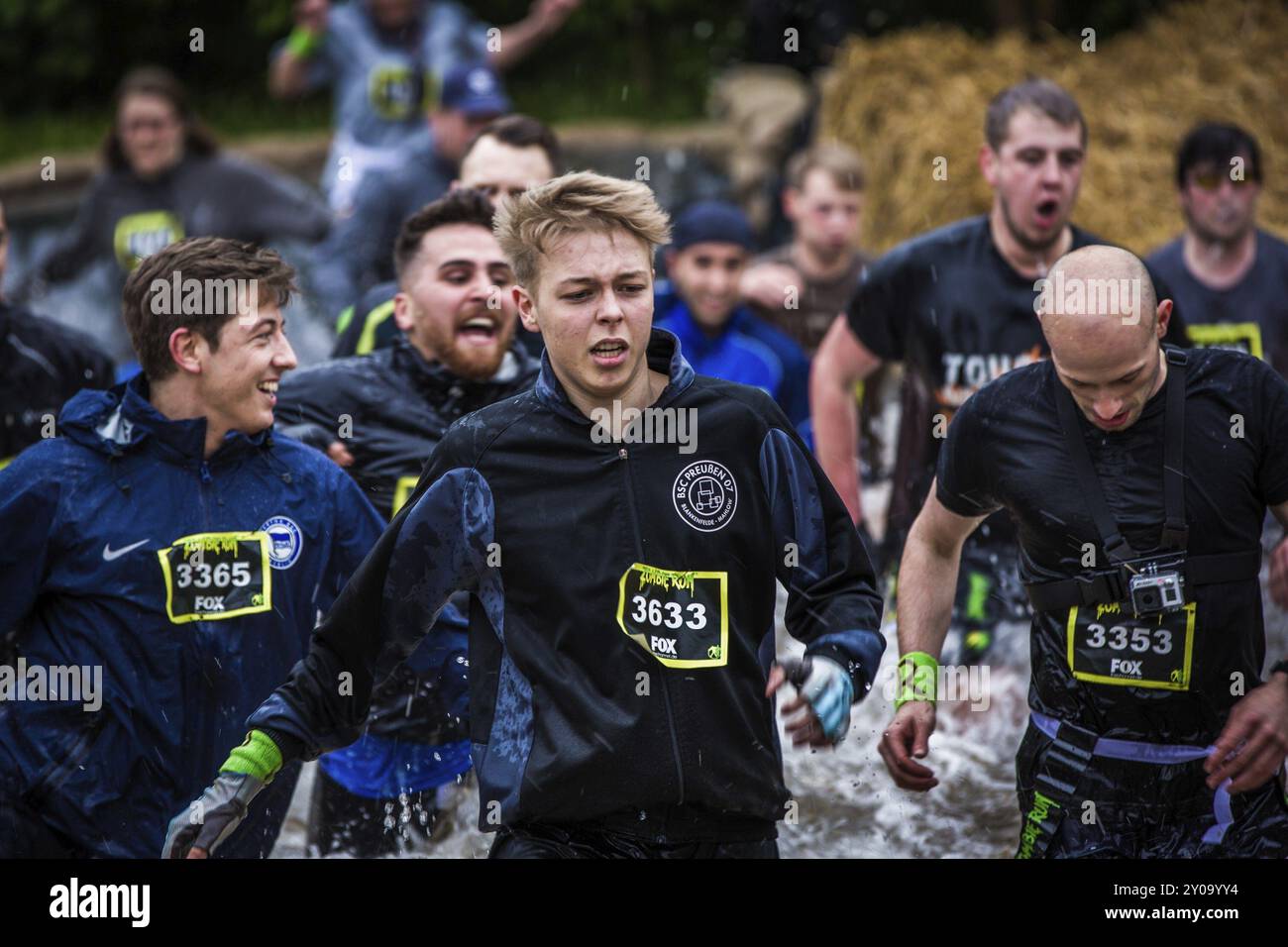 Running Fleeing BERLIN, GERMANY, MAY 18: Participants of the Zombie Run in Karlshorst ...