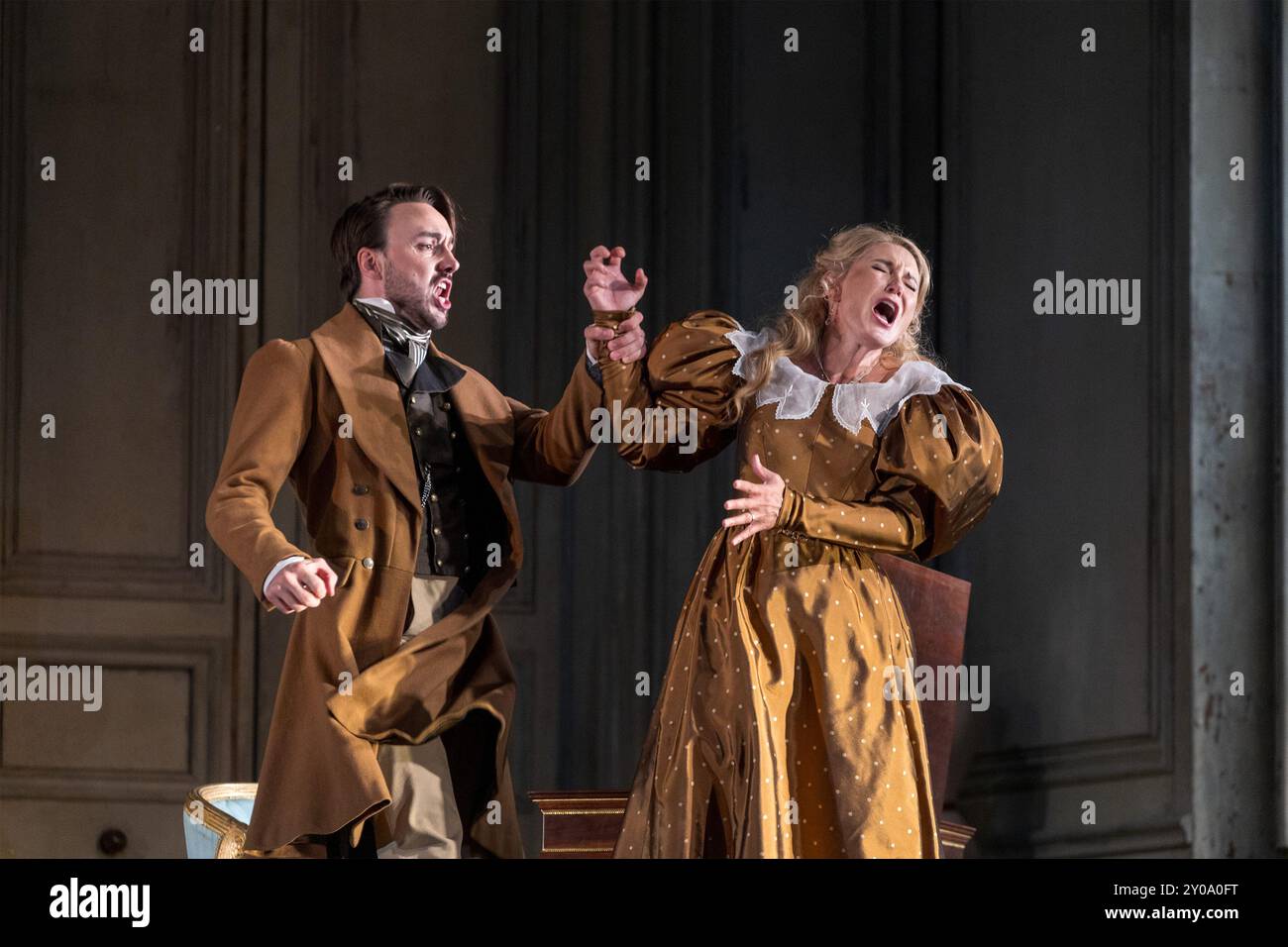 Huw Montague Rendall (Count Almaviva), Maria Bengtsson (Countess Almaviva) in LE NOZZE DI FIGARO at The Royal Opera, Covent Garden, London WC2  02/09/ Stock Photo