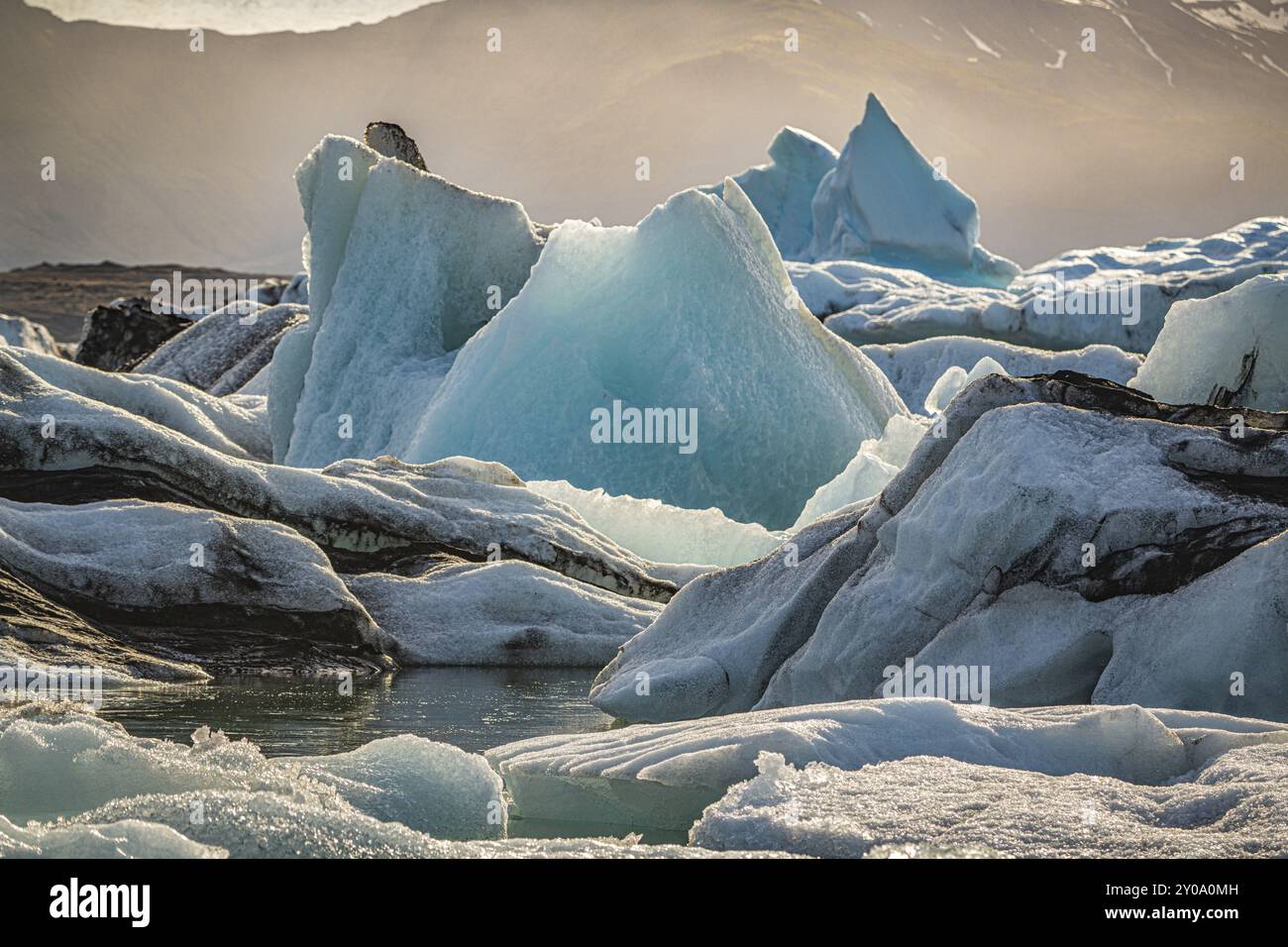Spectacular sunset in the famous Jokulsarlon Glacier Lagoon Iceland Stock Photo