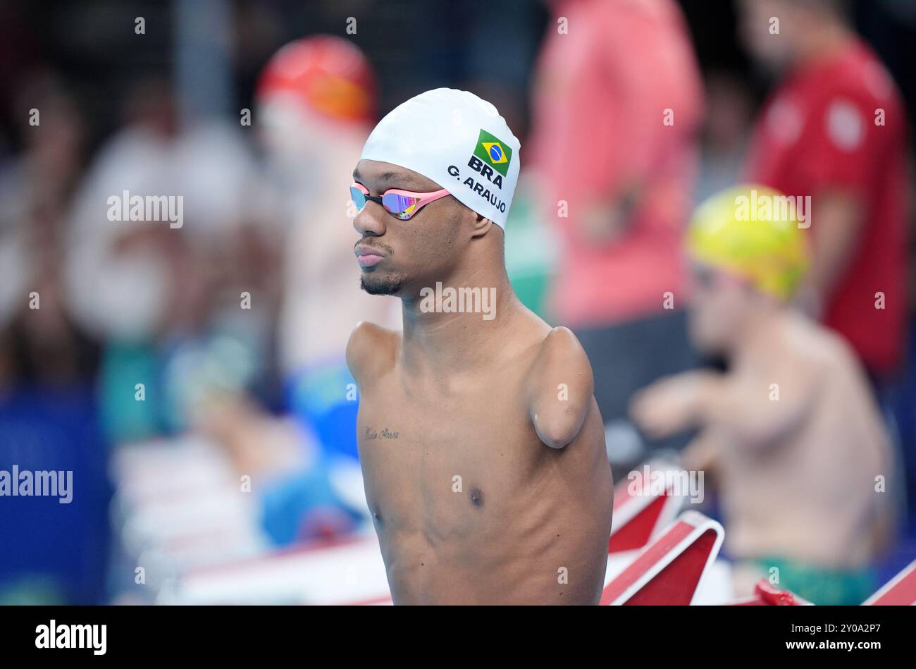 Brazil's Gabriel Geraldo Dos Santos Araujo during the Men's 150m Individual Medley, SM3 Final at the Paris La Defense Arena on day four of the Paris 2024 Summer Paralympic Games. Picture date: Sunday September 1, 2024. Stock Photo