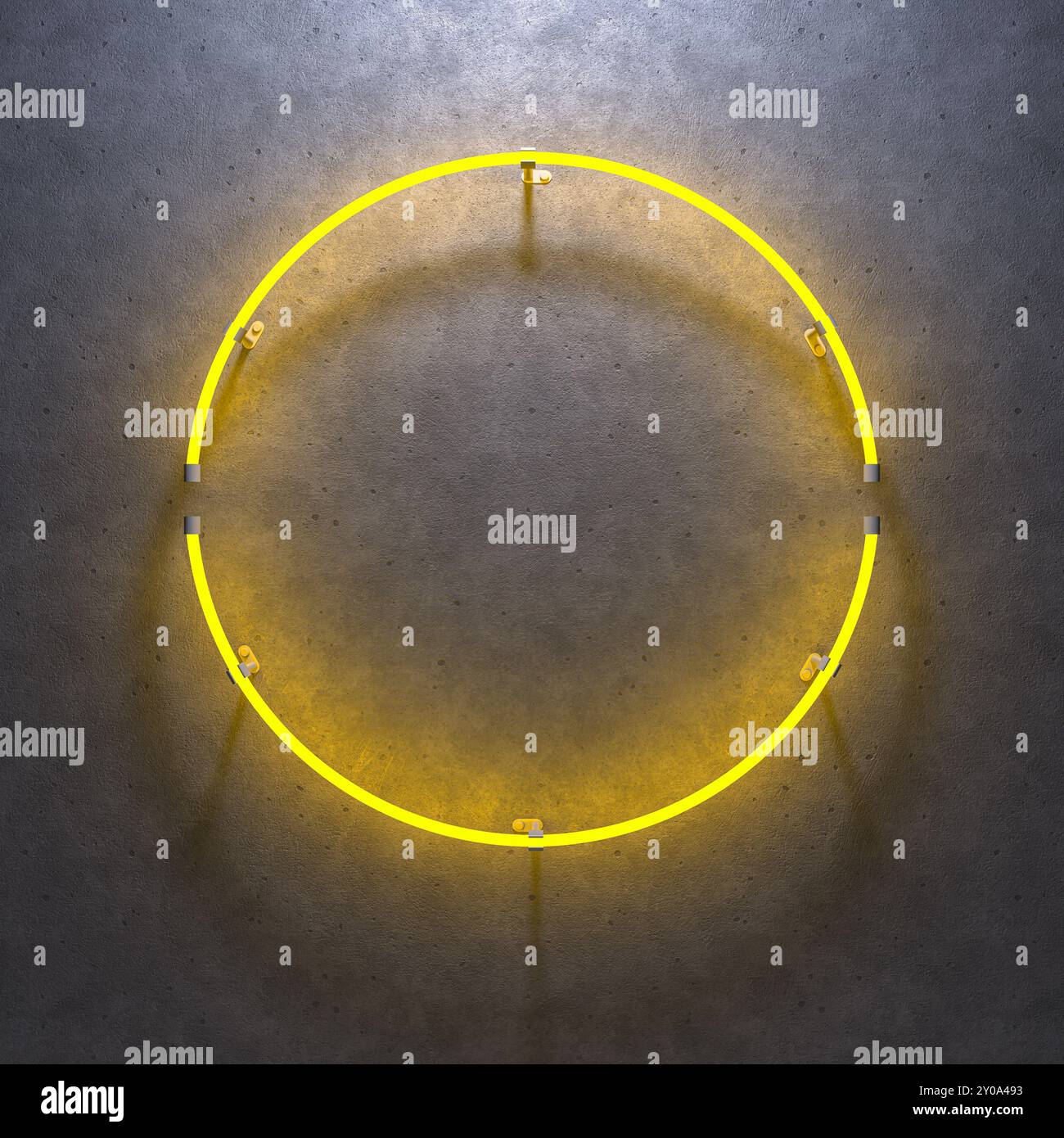 Yellow neon round frame, sign on dark background, 3d render Stock Photo ...