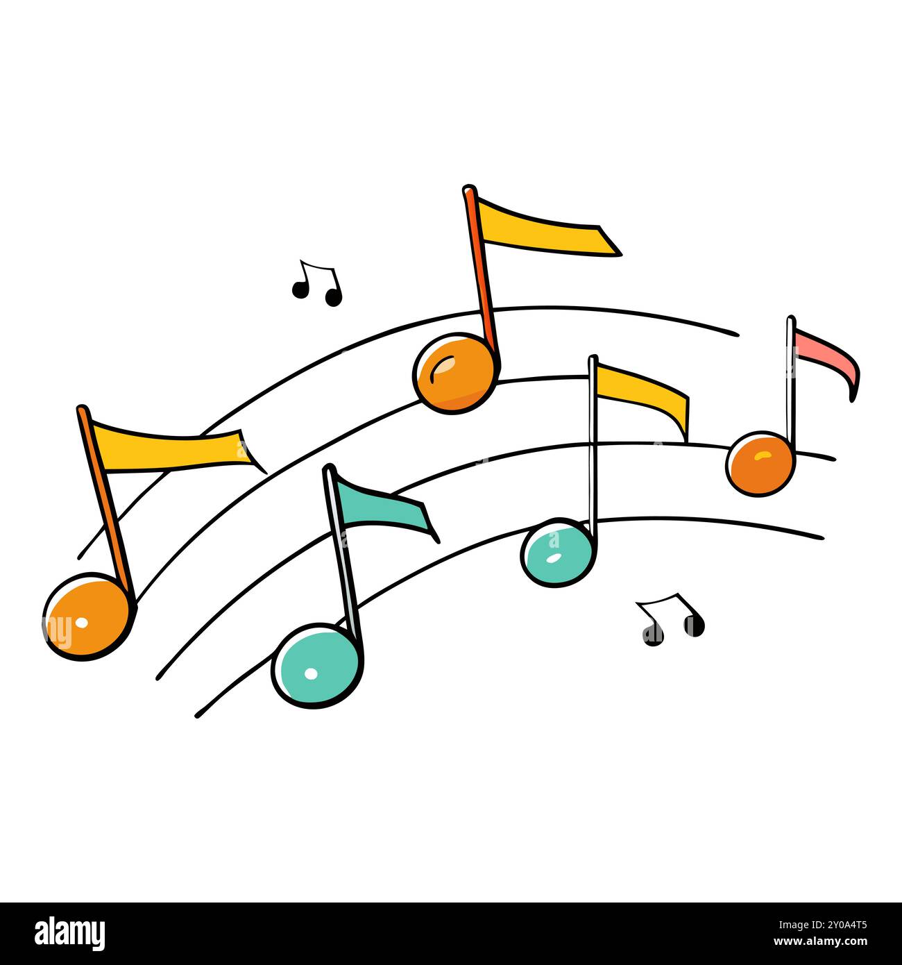 Musical background with notes. Flying music notes. Song notation in ...