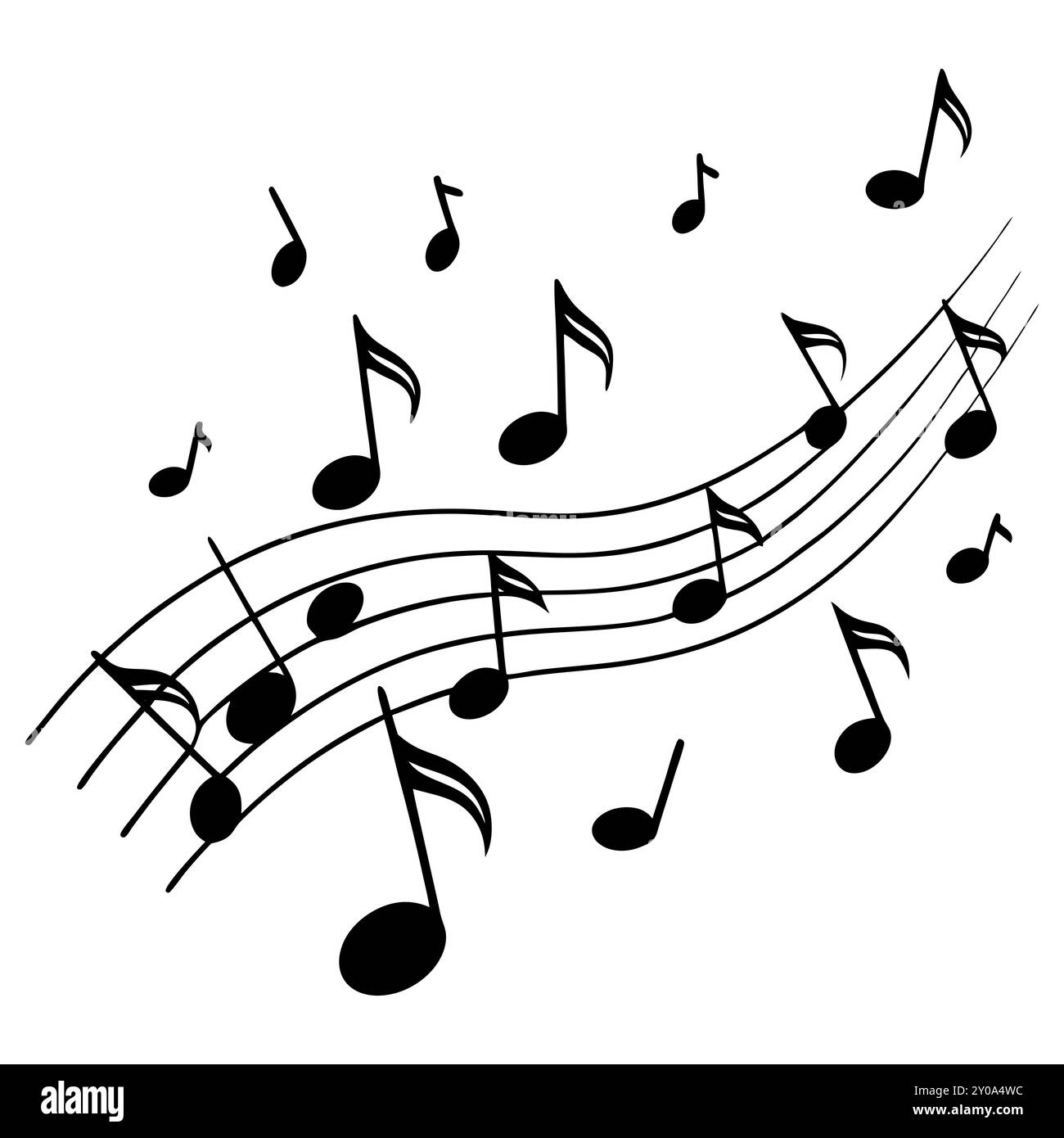Musical background with notes. Flying music notes. Song notation in ...