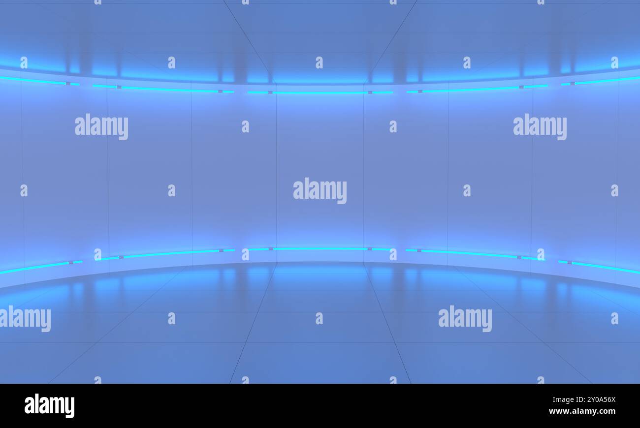 Abstract room interior with blue neon. 3d background illustration Stock ...