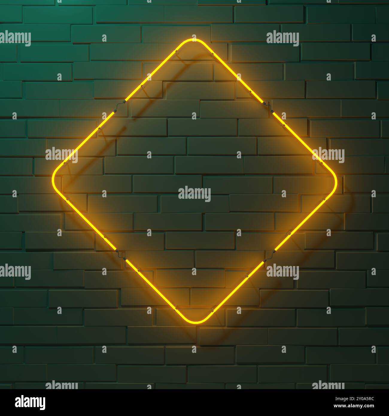 Rectangular neon sign. Geometric glowing lines. Abstract background with copy space. 3d illustration. Stock Photo