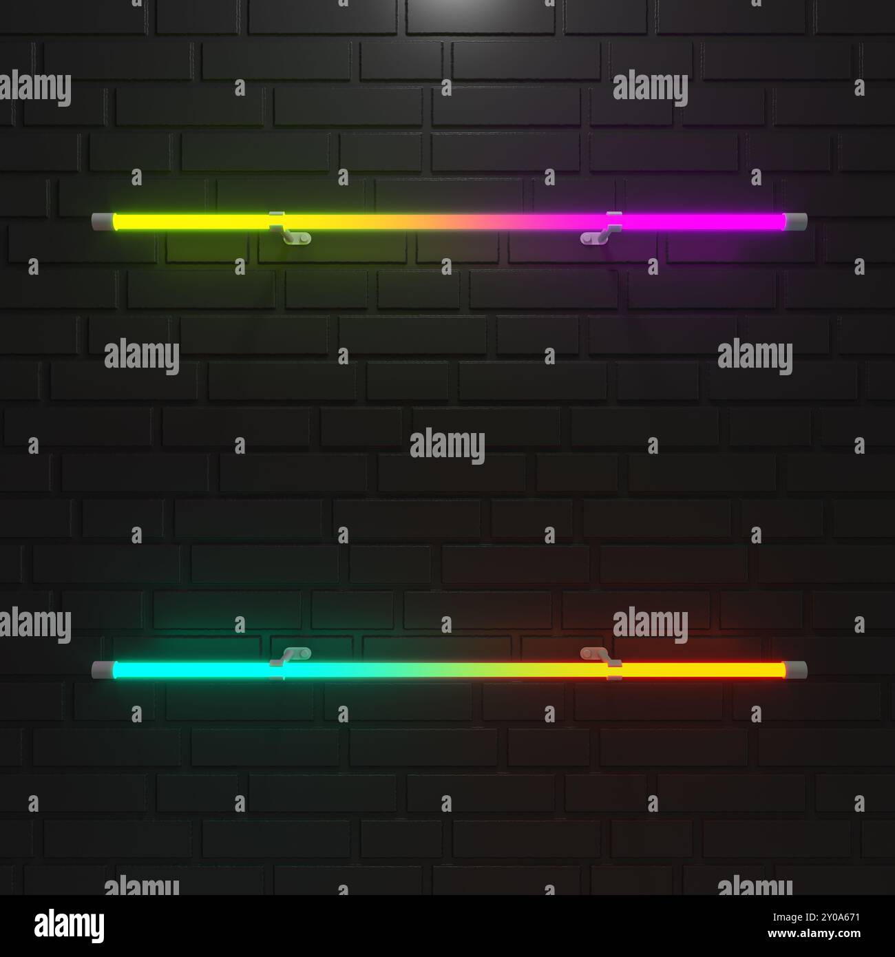 Abstract multi colored neon light lines. 3d illustration. Stock Photo