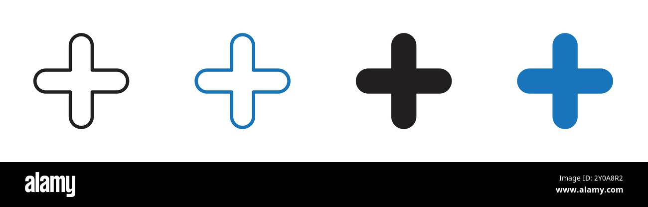 Add icon linear vector graphics sign or symbol set for web app ui Stock Vector