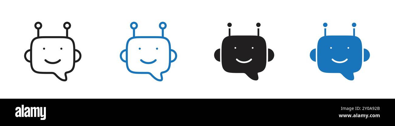 Bot icon linear vector graphics sign or symbol set for web app ui Stock Vector