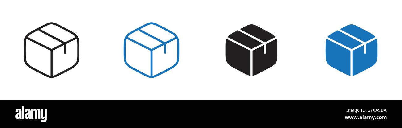 Box icon linear vector graphics sign or symbol set for web app ui Stock Vector