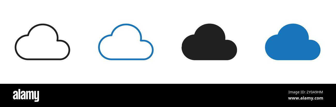 Cloud icon linear vector graphics sign or symbol set for web app ui Stock Vector