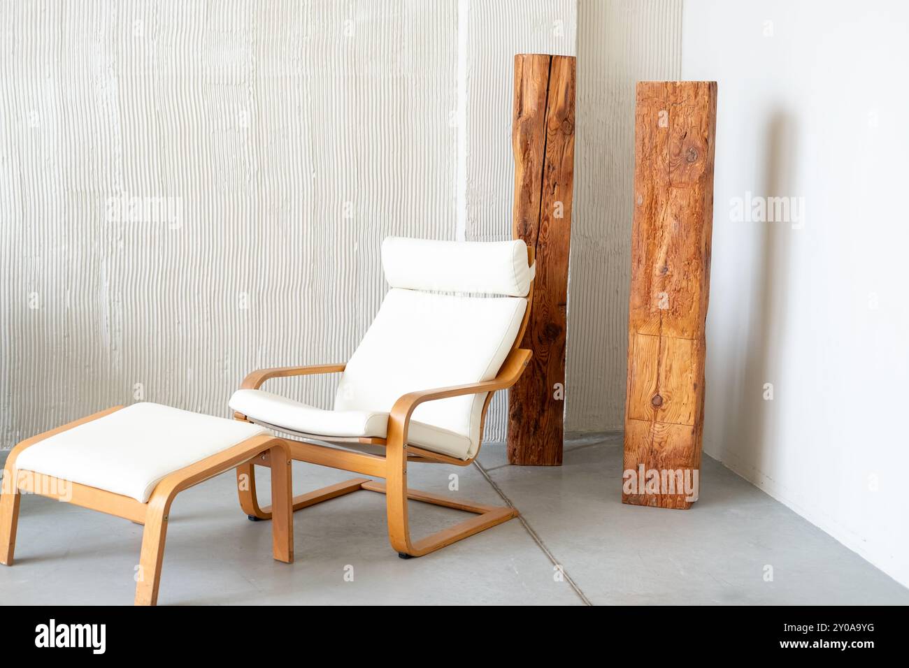 Minimalist white Interior with Wooden Accents and Lounge Chair ... - White Entryway Furniture Minimalist Scandinavian