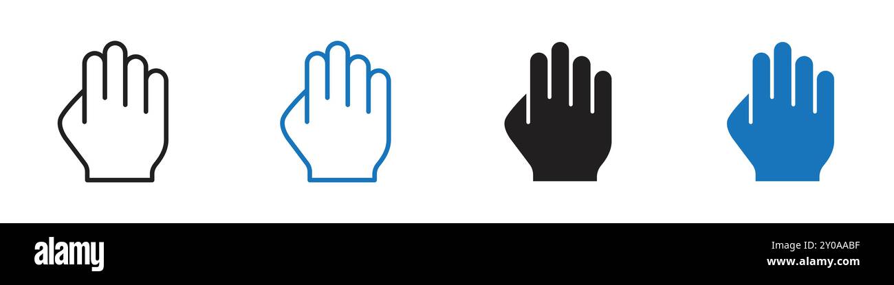 Hand icon linear vector graphics sign or symbol set for web app ui ...