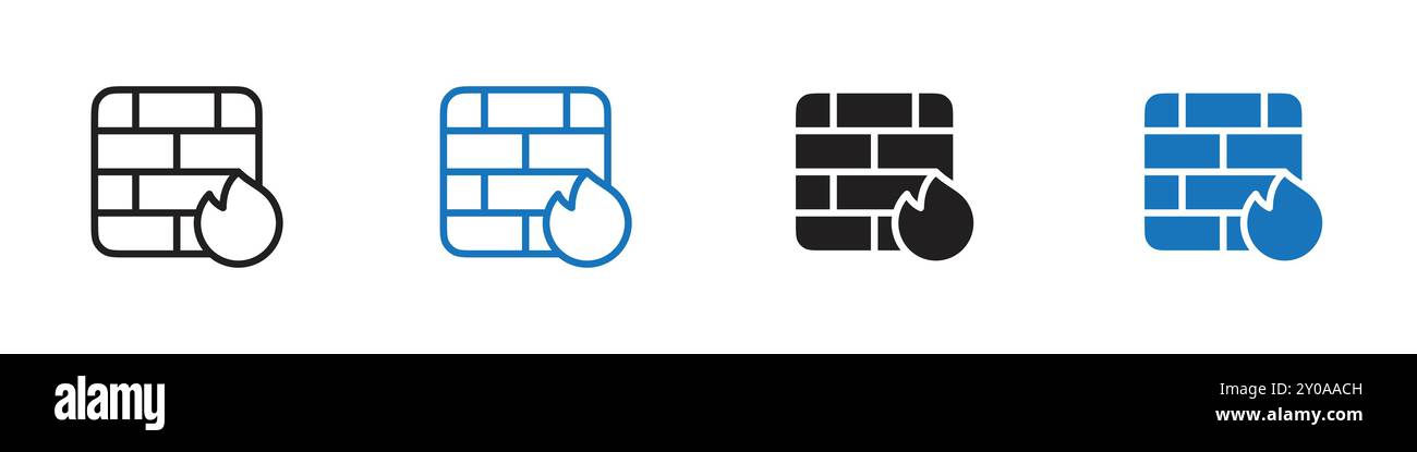 Fire wall icon linear vector graphics sign or symbol set for web app ui Stock Vector