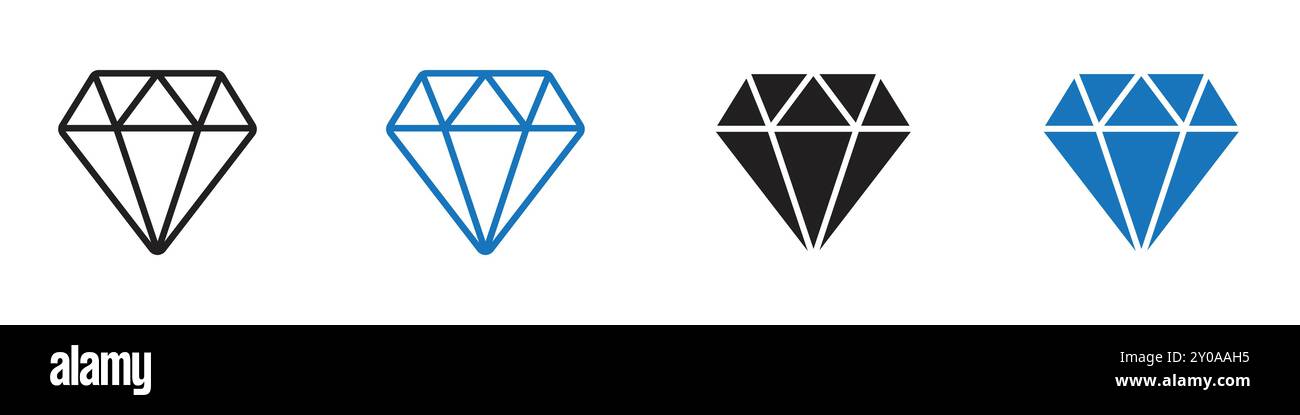 Diamond icon linear vector graphics sign or symbol set for web app ui Stock Vector