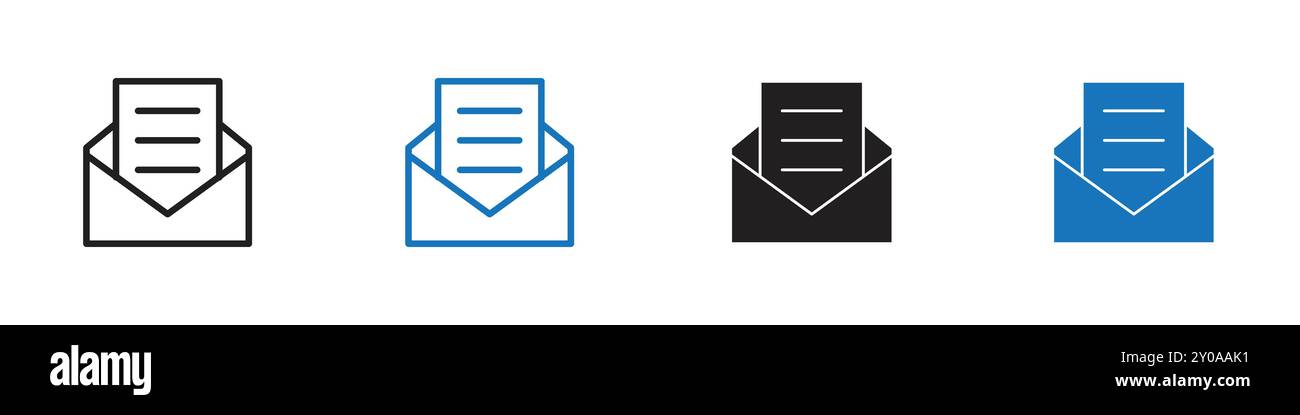 Envelope open icon linear vector graphics sign or symbol set for web app ui Stock Vector