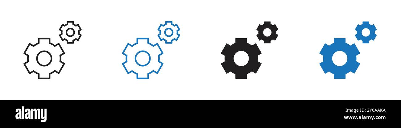 Gear icon linear vector graphics sign or symbol set for web app ui Stock Vector