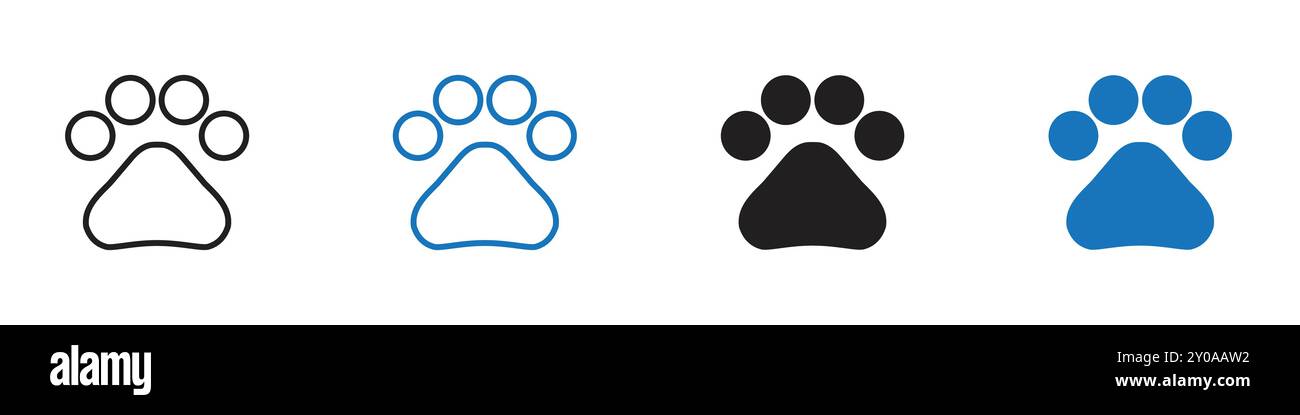 Paw icon linear vector graphics sign or symbol set for web app ui Stock Vector