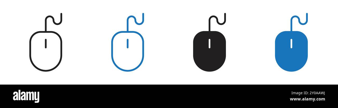 Mouse icon linear vector graphics sign or symbol set for web app ui Stock Vector
