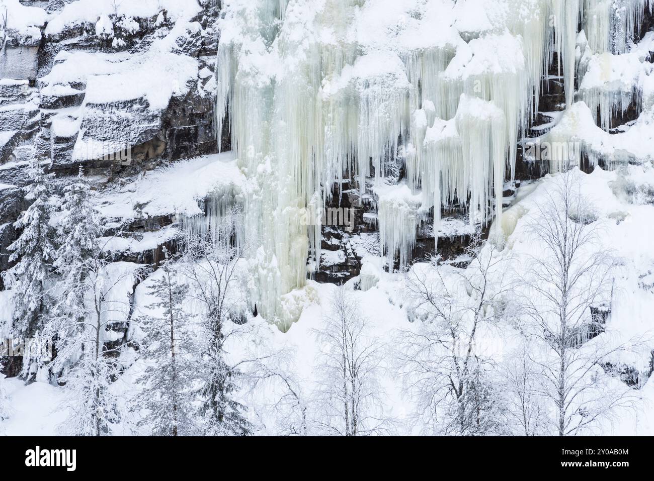 Icy waterfalls, Korouoma Nature Reserve, Lapland, Finland, January 2017, Europe Stock Photo