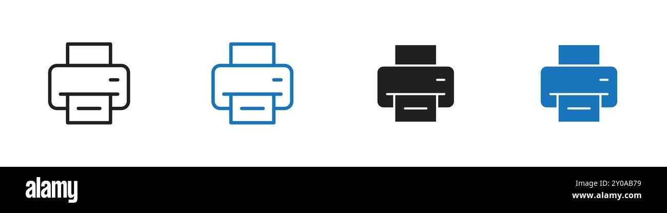 Printer icon linear vector graphics sign or symbol set for web app ui Stock Vector