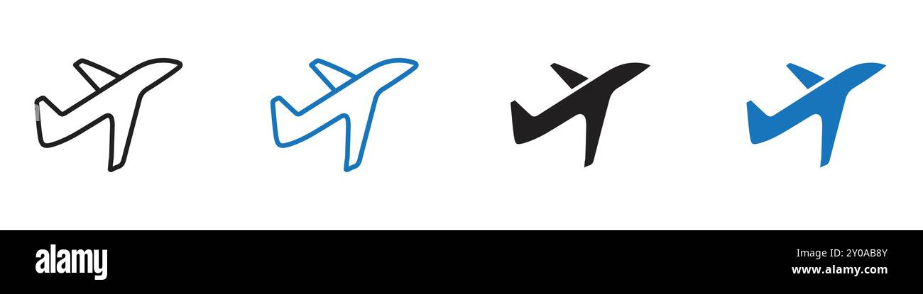 Plane icon linear vector graphics sign or symbol set for web app ui ...
